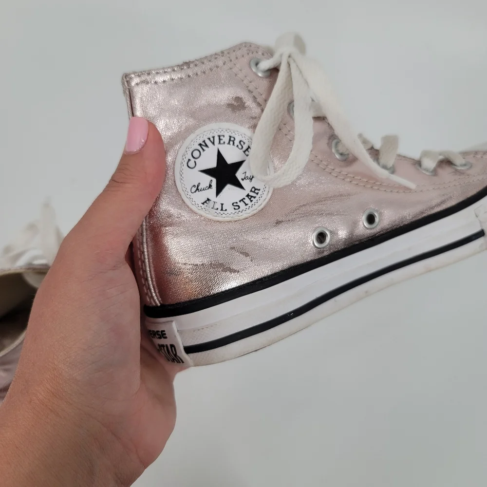 Converse YOUTH Pink Metallic High Top Sneakers Size 1